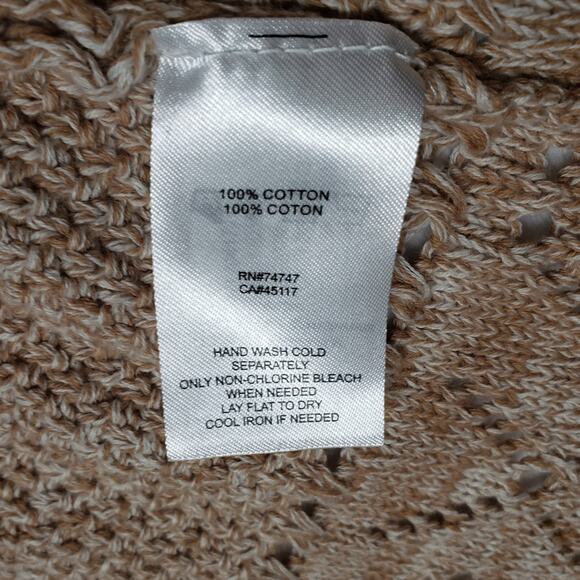 Natural Reflections Open Knit Cardigan Size XL Oatmeal Fringe Cabin Style Y2K - Picture 6 of 8